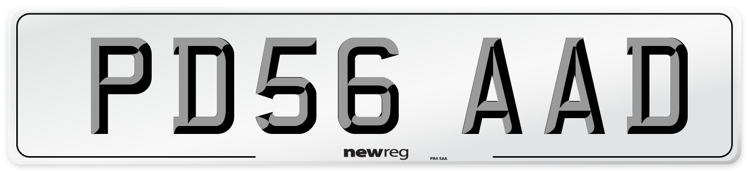 PD56 AAD Number Plate from New Reg